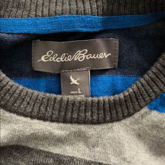 Eddie Bauer Blue/grey striped sweater - Picture 2 of 3